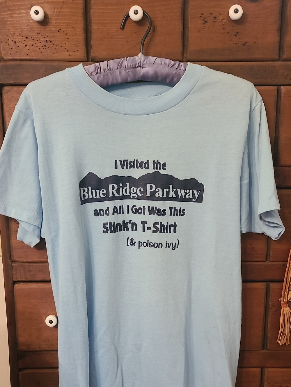 Vintage Blue Ridge Parkway Graphic Tee - Light Blue Size M Or L